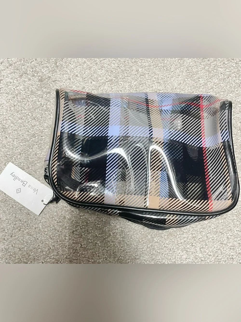 Vera Bradley Black Plaid Clear Cosmetic Bag